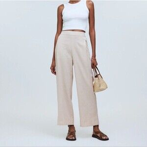 Madewell Pull-On Straight Crop Linen Pant